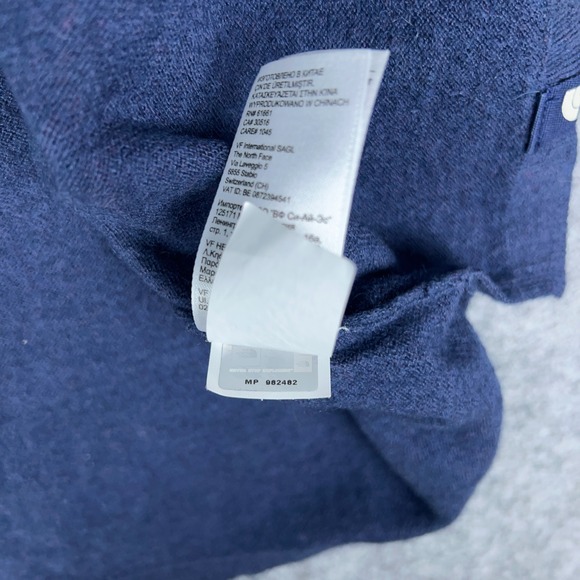 The North Face Sweater Men Large Blue Wool Knit 1/4 Zip Pullover Mt Tam Outdoors - Picture 12 of 13